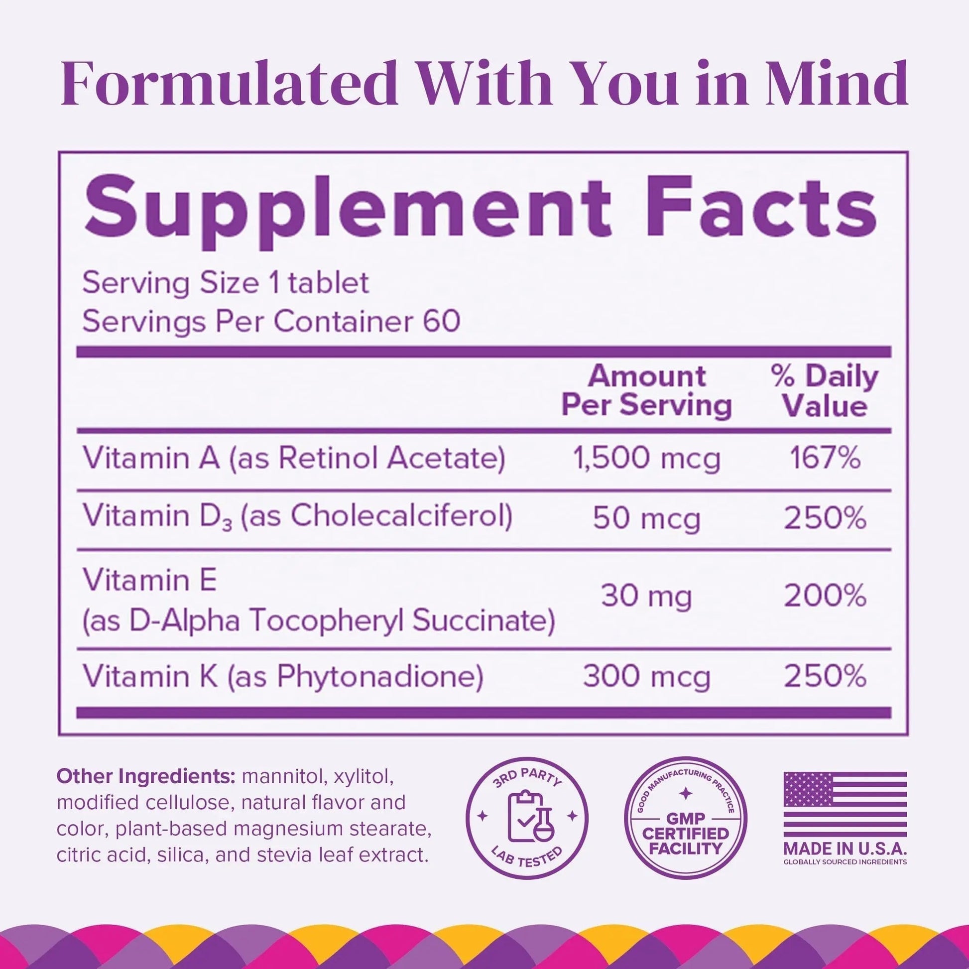 Barimelts ADEK - 60 Fast-Dissolving Tablets (2-Month Supply) - Sugar-Free Bariatric Vitamins for Women Including Vitamin A, Vitamin D, Vitamin E BariMelts