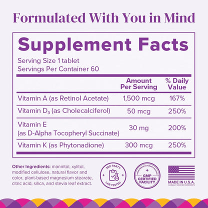 Barimelts ADEK - 60 Fast-Dissolving Tablets (2-Month Supply) - Sugar-Free Bariatric Vitamins for Women Including Vitamin A, Vitamin D, Vitamin E BariMelts