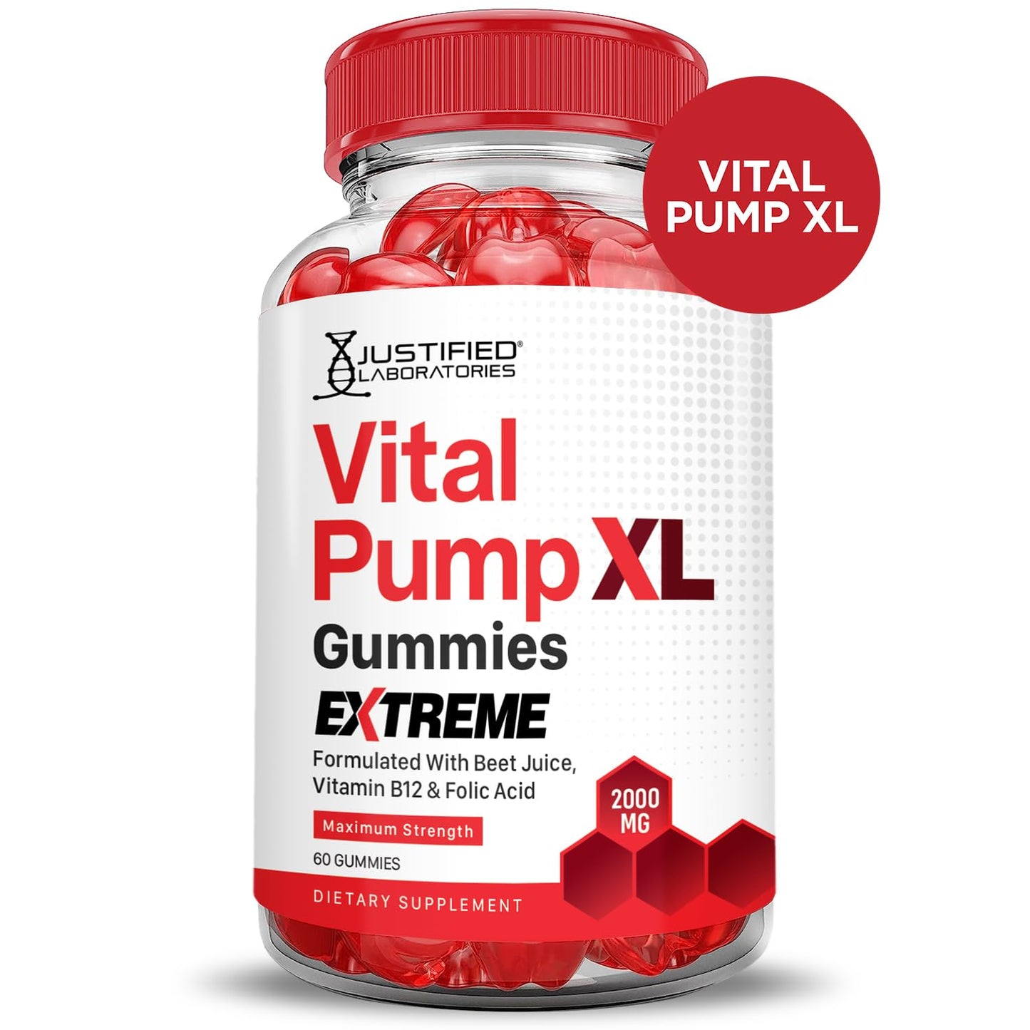 Justified Laboratories Vital Pump XL Extreme 2000MG Performance Gummies Vital PumpXL Advanced Formula Formulated with Beet Juice ACV Pomegranate Powder B12 Vegan Non GMO 60 Gummys Justified LaboratoriesBuy Supplements Australia