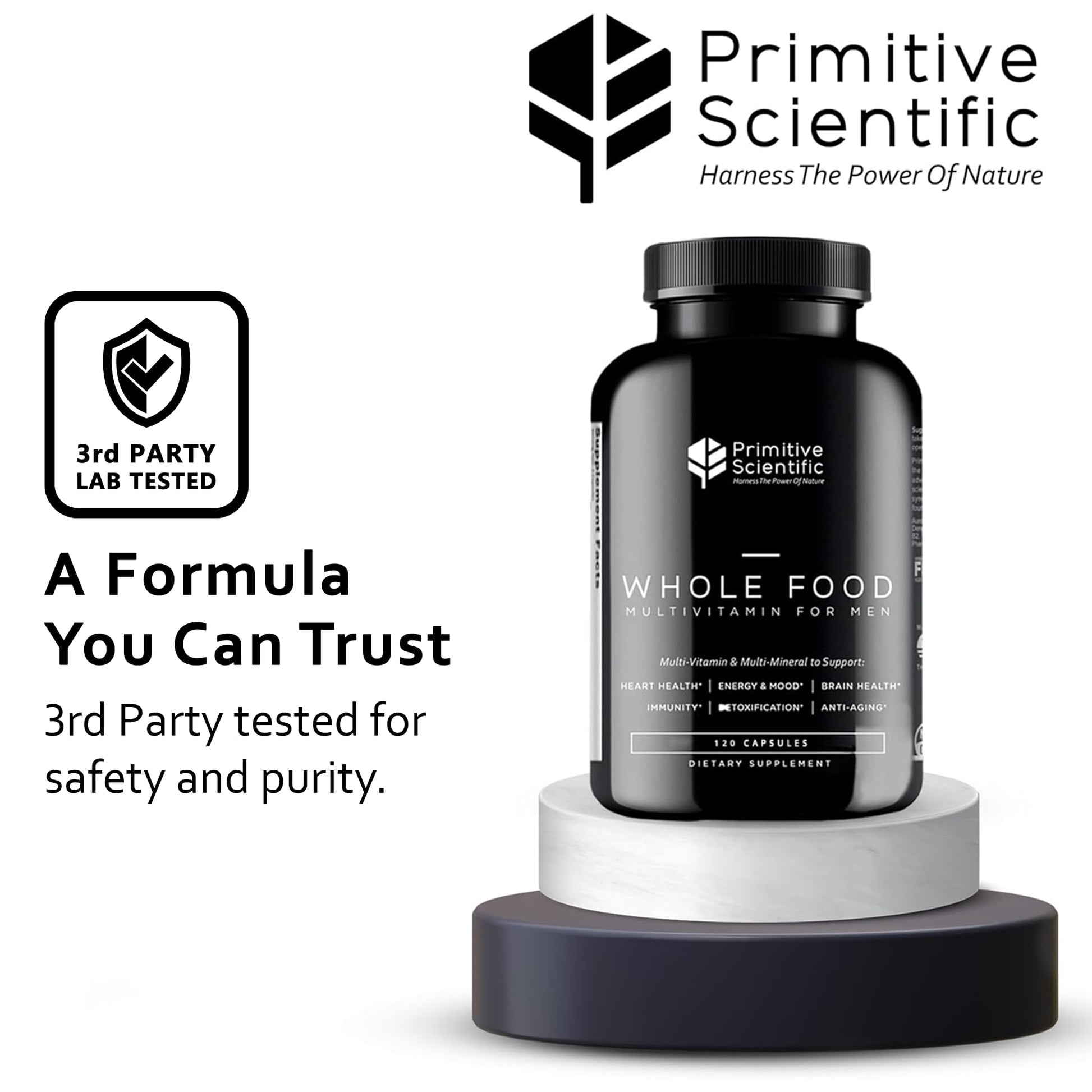 Primitive Scientific Whole Food Natural Multivitamin and Mineral Capsules for Men - All-Day Energy, Inner Zen, and Stronger You (120 Capsules) Primitive ScientificBuy Supplements Australia