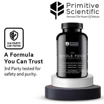 Primitive Scientific Whole Food Natural Multivitamin and Mineral Capsules for Men - All-Day Energy, Inner Zen, and Stronger You (120 Capsules) Primitive ScientificBuy Supplements Australia