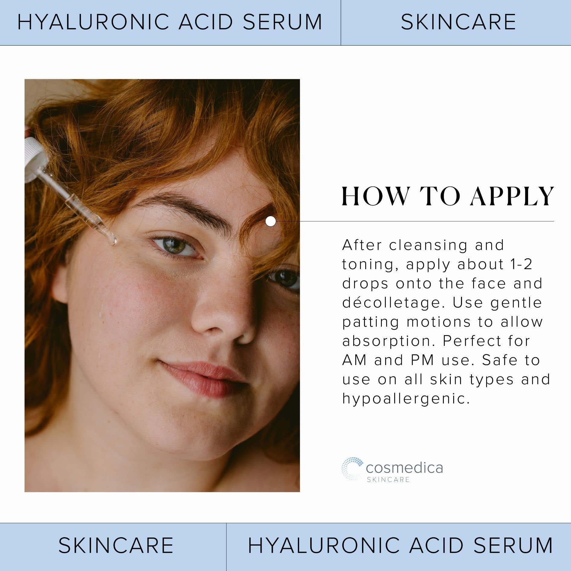 Hyaluronic Acid Serum for Skin 100% Pure Anti Aging Serum Intense Hydration Cosmedica SkincareBuy Supplements Australia