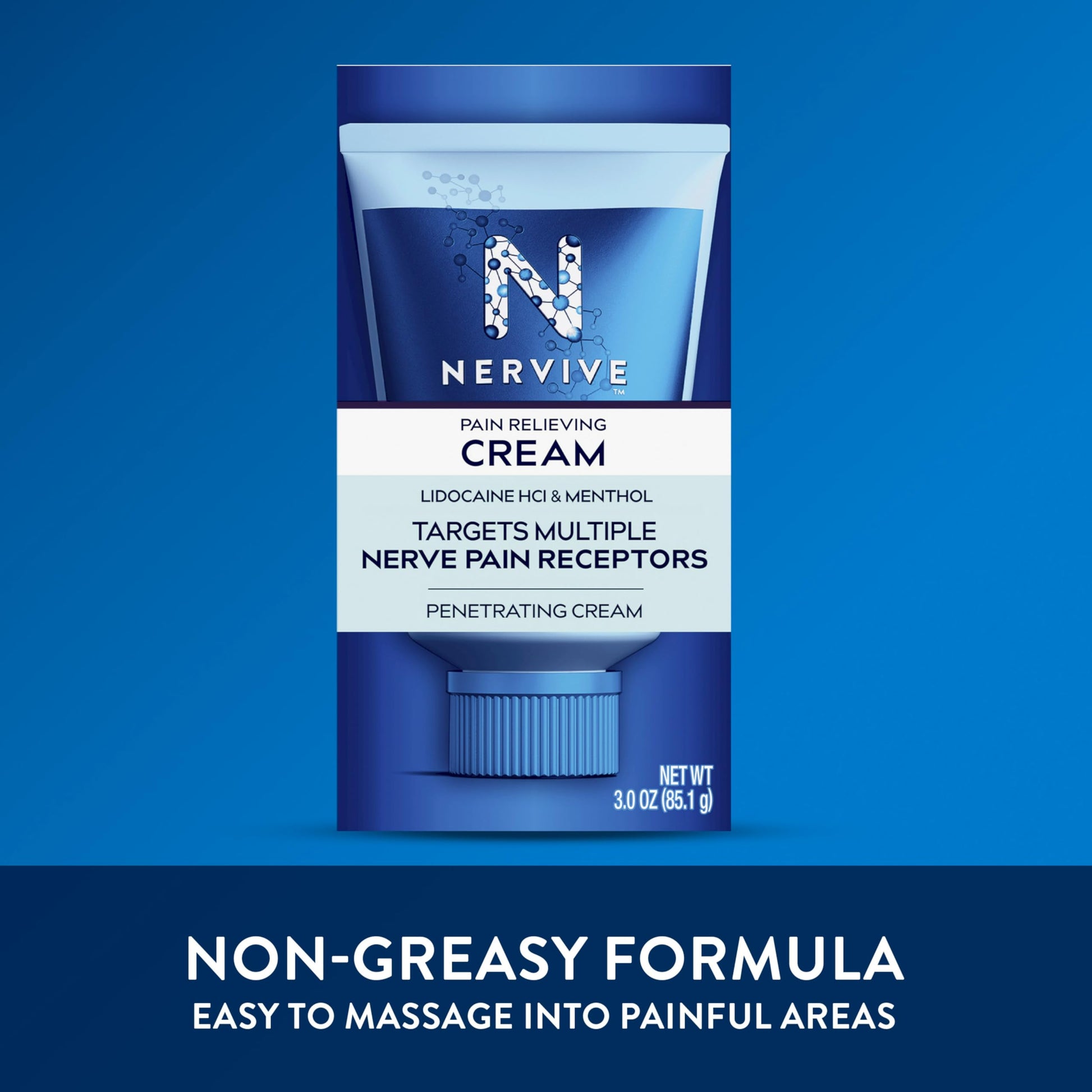 Nervive Pain Relieving Cream, Max Strength Non-Greasy Topical Pain Reliever with Lidocaine and Menthol for Toes, Feet, Fingers, Hands, Legs & Arms, 3.0oz NerviveBuy Supplements Australia