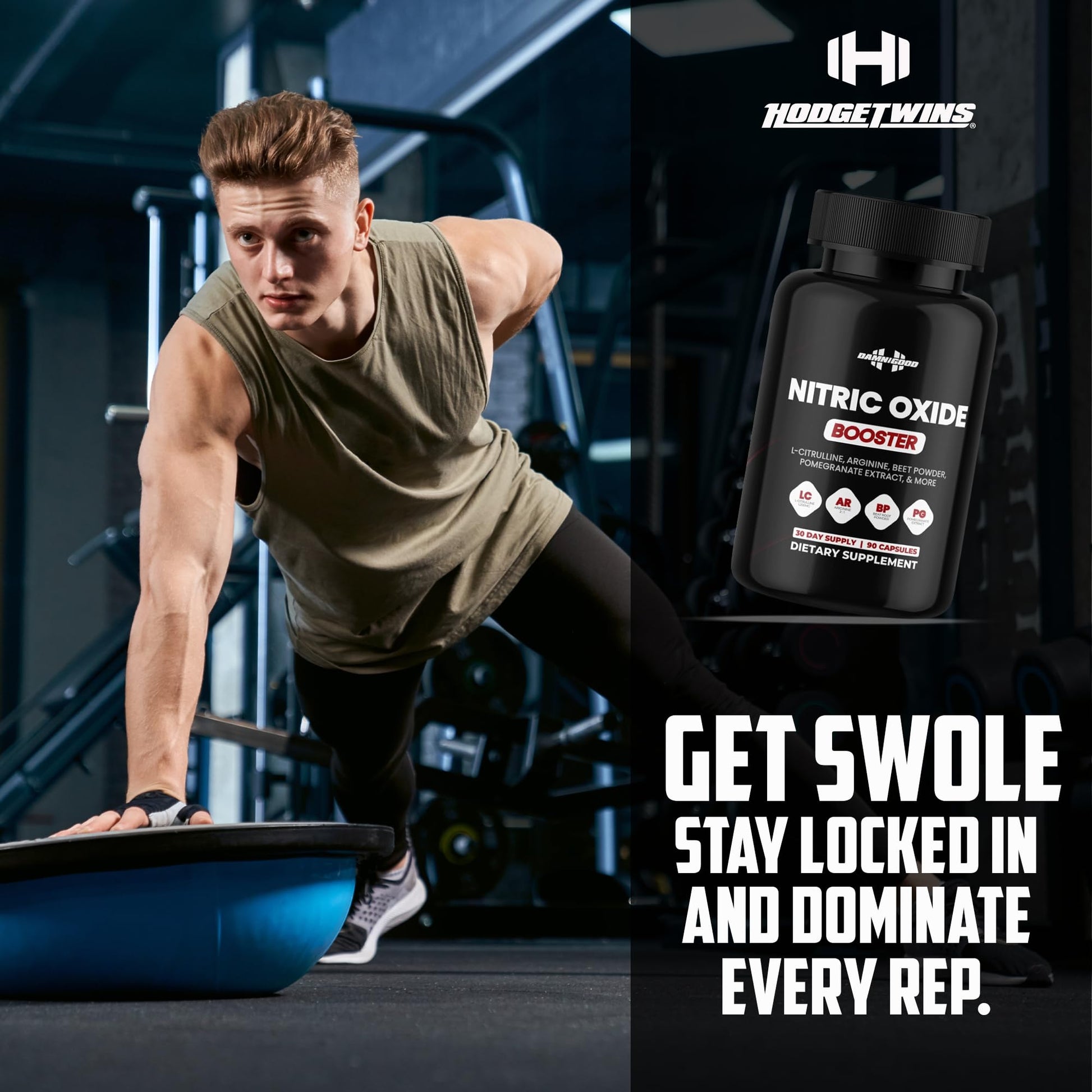 DAMN GOOD The Hodge Twins Nitric Oxide Booster – Beet Root Nitric Oxide & Arginine Citrulline Supplement, Pomegranate Blend for Workout Drive, Endurance Support & Pump Power - 90 Capsules DAMN GOODBuy Supplements Australia