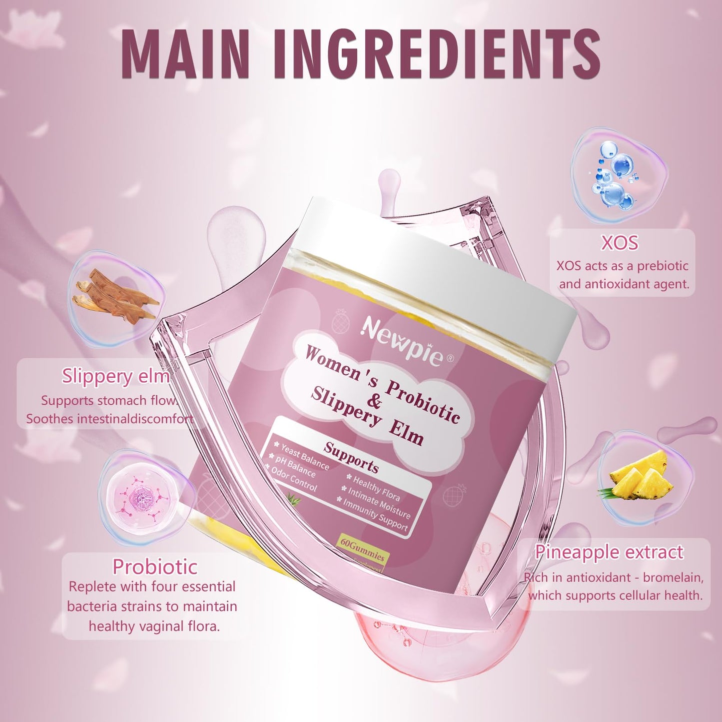 Blltzzz Her Juicy Women's Probiotic Gummies | Pineapple Flavor | Contains Slippery Elm and Probiotic Blend to Support Women's Intimate pH Balance, Gut Wellness and Overall Well-Being | 60 Gummies (2) BlltzzzBuy Supplements Australia