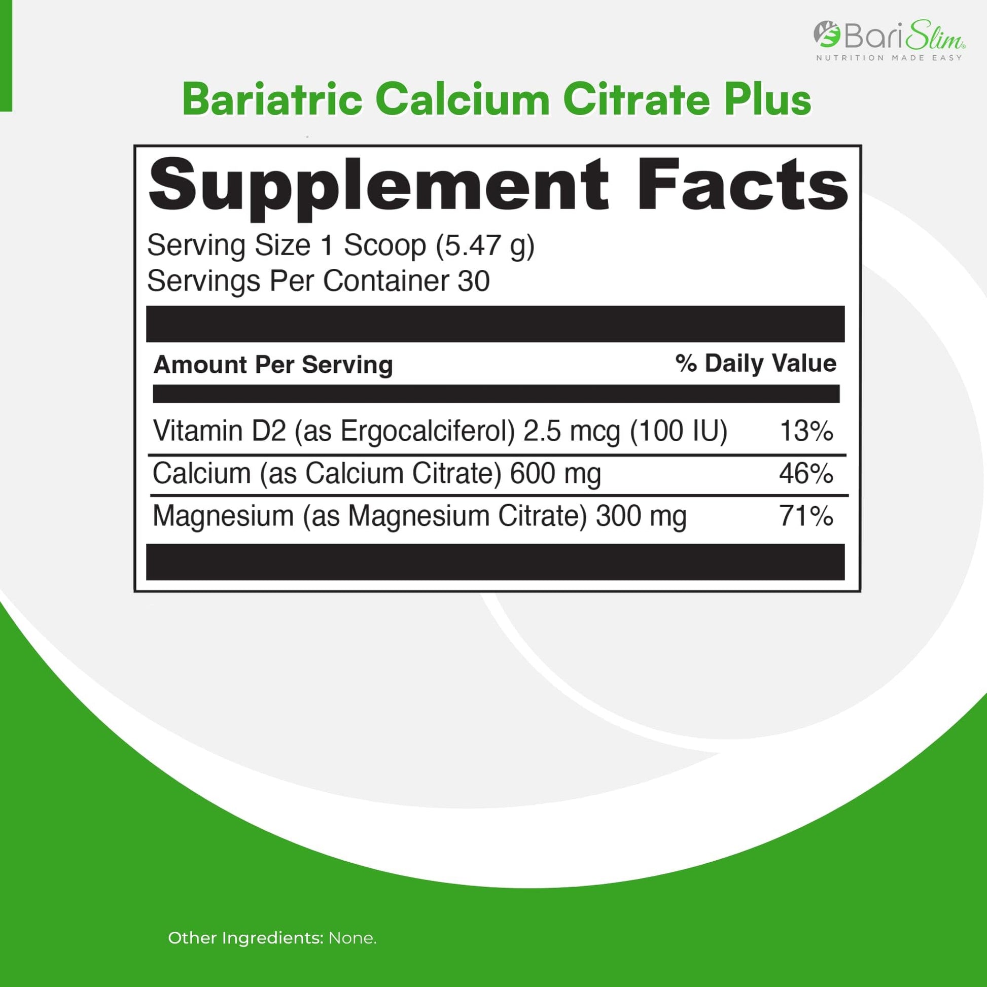 BariSlim Bariatric Calcium Citrate Plus Powder - Formulated for Patients After Weight Loss BariSlimBuy Supplements Australia