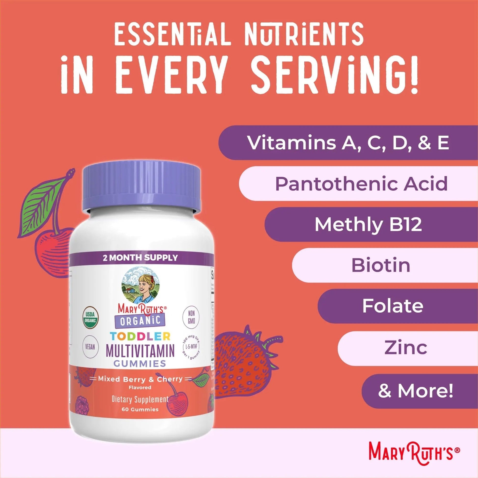 MaryRuth Organics Vitamin Gummy | Kids and Toddlers Age 2+ | USDA | Daily Vitamin C | D3 | Zinc | MaryRuth OrganicsBuy Supplements Australia