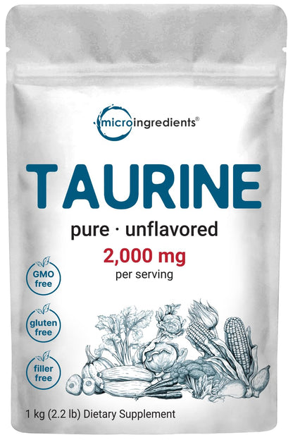 Micro Ingredients Taurine Powder Supplement | 1 KG, 2000mg Per Serving | Unflavored | 100% Pure, Easily Absorbed Free Form | Essential Amino Acids for Exercise, Energy, & Heart Support Micro IngredientsBuy Supplements Australia
