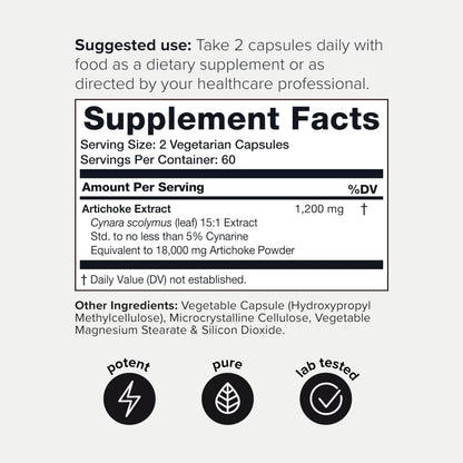 Artichoke Extract Capsules (18000mg) with 60mg of Cynarine - Digestion and Liver ToniiqBuy Supplements Australia