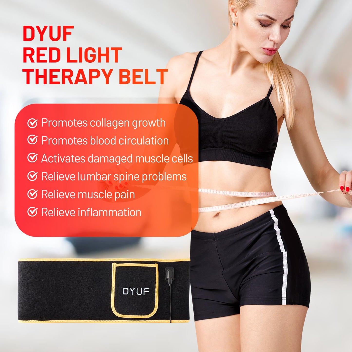 Red Light Therapy Belt DYUF Infrared Light Therapy : Muscle Recovery, Pain Relief, and Healing Device
