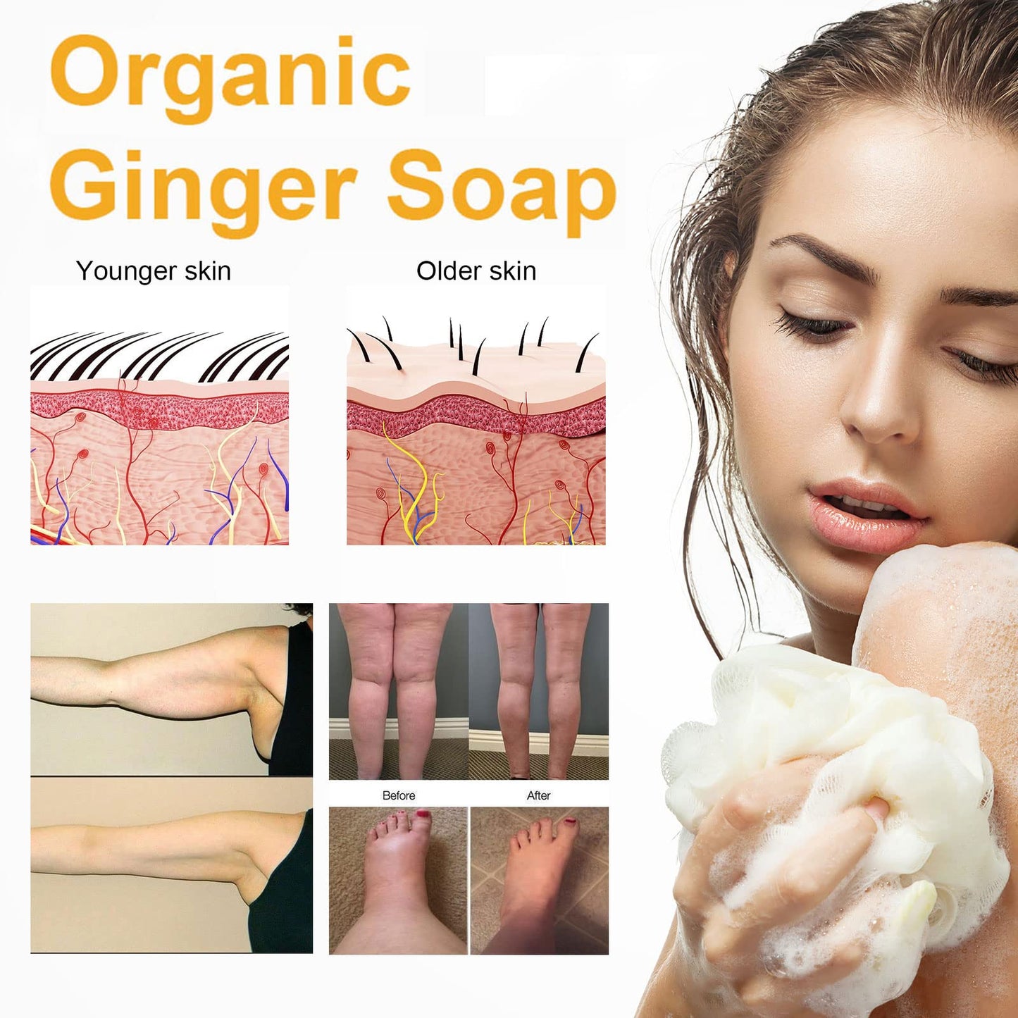 Organic Ginger Soap, Moisturizing Bath Soap, Slimming Ginger Soap, Deep Clean Effectively MoulisBuy Supplements Australia