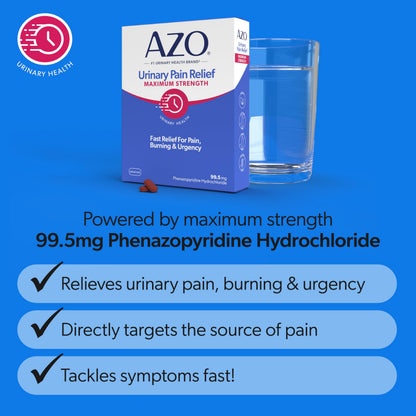 AZO Urinary Pain Relief Maximum Strength | Fast Relief of UTI Pain, Burning & Urgency | Targets Source of Pain | #1 Most Trusted Brand | 48 Tablets AZOBuy Supplements Australia