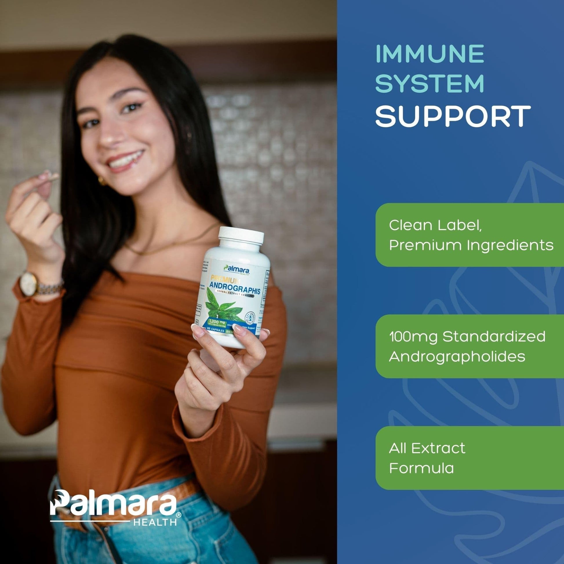 Palmara Health Premium Andrographis Paniculata Extract 1,200mg with 100mg Andrographolides Vegan Capsules for Immune & Digestive Support, Non-GMO, Gluten Free, Herbal Dietary Supplement Palmara HealthBuy Supplements Australia