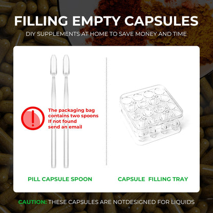 Angtai JN Vegan Empty Pill Capsules Size 2 Plant Based Clear (100 Count) Gluten Free, Non-GMO, Halal Certified Caps Filling Kit with 2 Spoons for Vegetarian DIY Your Own Supplements Angtai JNBuy Supplements Australia