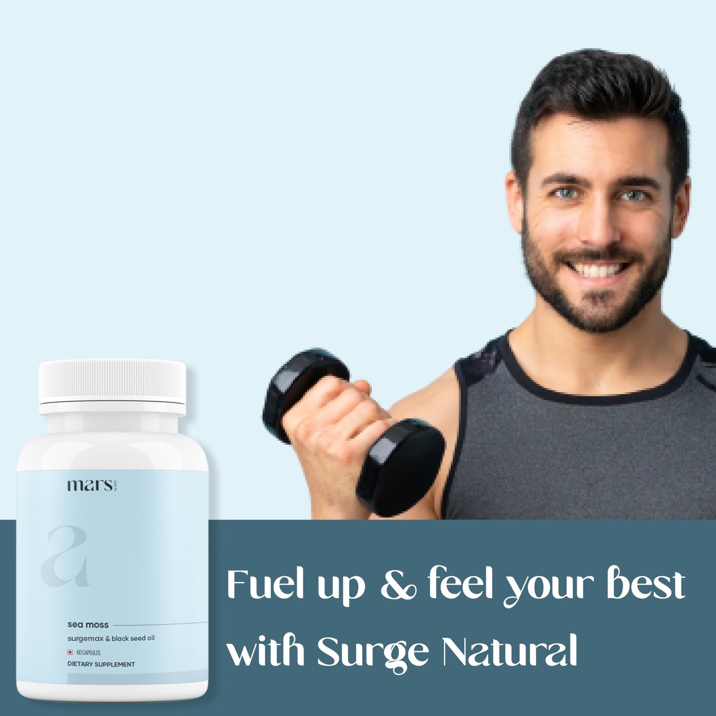 mars by GHC Mars Surge Natural Sea Moss Caps (60N) | Packed with 84 Minerals | Powered with Black Seed Oil | | Overall Well Being - Pack of 1 mars by GHCBuy Supplements Australia