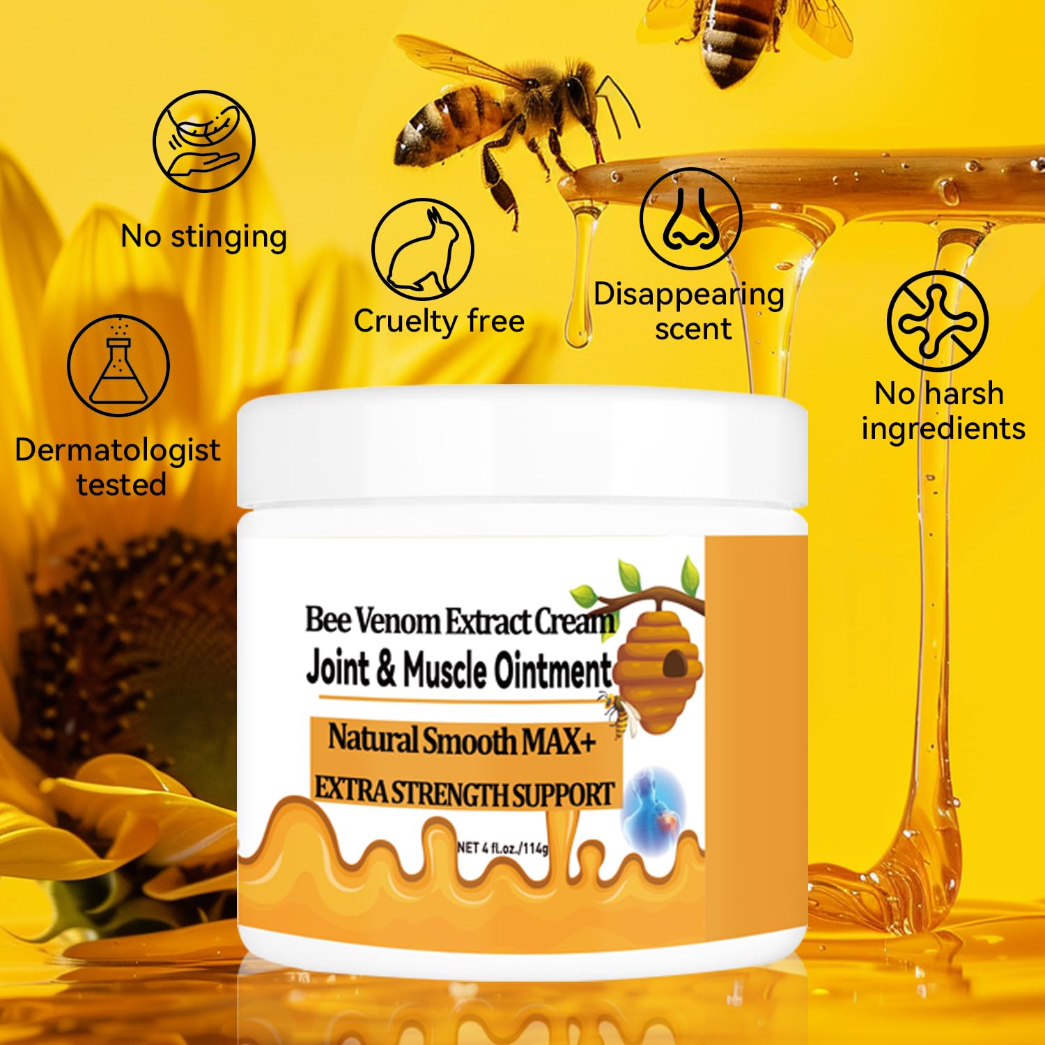 WONDROUSZ Bee Venom Joint Cream, Extra Strength Muscle & Bone Soothing Ointment, for Shoulder, Back, Neck, Hands, Feet, Leg, Knees, Ankle, Arthritis, Meniscus, for Adults, Seniors WONDROUSZBuy Supplements Australia