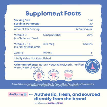 JoySpring LingoLeap – Liquid Kids Formula with Zeolite Clinoptilolite, Methylated B12 & Vitamin D3 | Gentle Daily Support for Kids’ Wellness