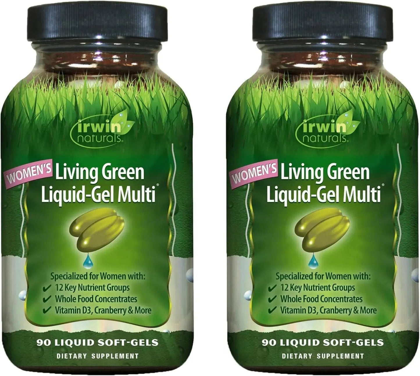Irwin Naturals Women's Living Green Liquid-Gel Multi - 120 Liquid Softgels, Pack of 2 - Includes 70 Essential Nutrients, Vitamins & Minerals Irwin Naturals