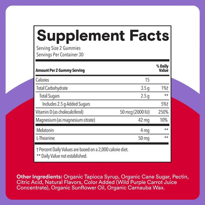 SmartyPants Adult Sleep Gummies with Melatonin: Magnesium & L-Theanine, Drug-Free, Non-Habit Forming Sleep Aid SmartyPants