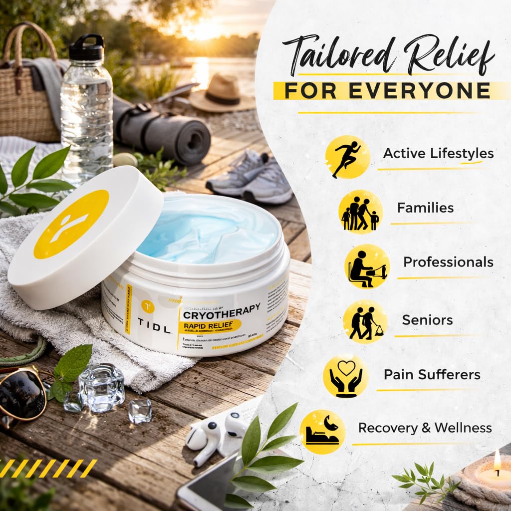 TIDL Cryotherapy Pain Relief Cream, 3 Oz, Targeted Neck Pain, Joint & Muscle Pain Relief with Organic, Plant-Based Menthol, Instant Cooling for Sport & Post Workout Full Body Recovery TIDLBuy Supplements Australia