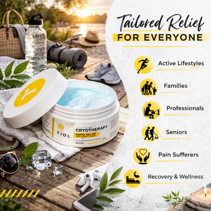 TIDL Cryotherapy Pain Relief Cream, 3 Oz, Targeted Neck Pain, Joint & Muscle Pain Relief with Organic, Plant-Based Menthol, Instant Cooling for Sport & Post Workout Full Body Recovery TIDLBuy Supplements Australia