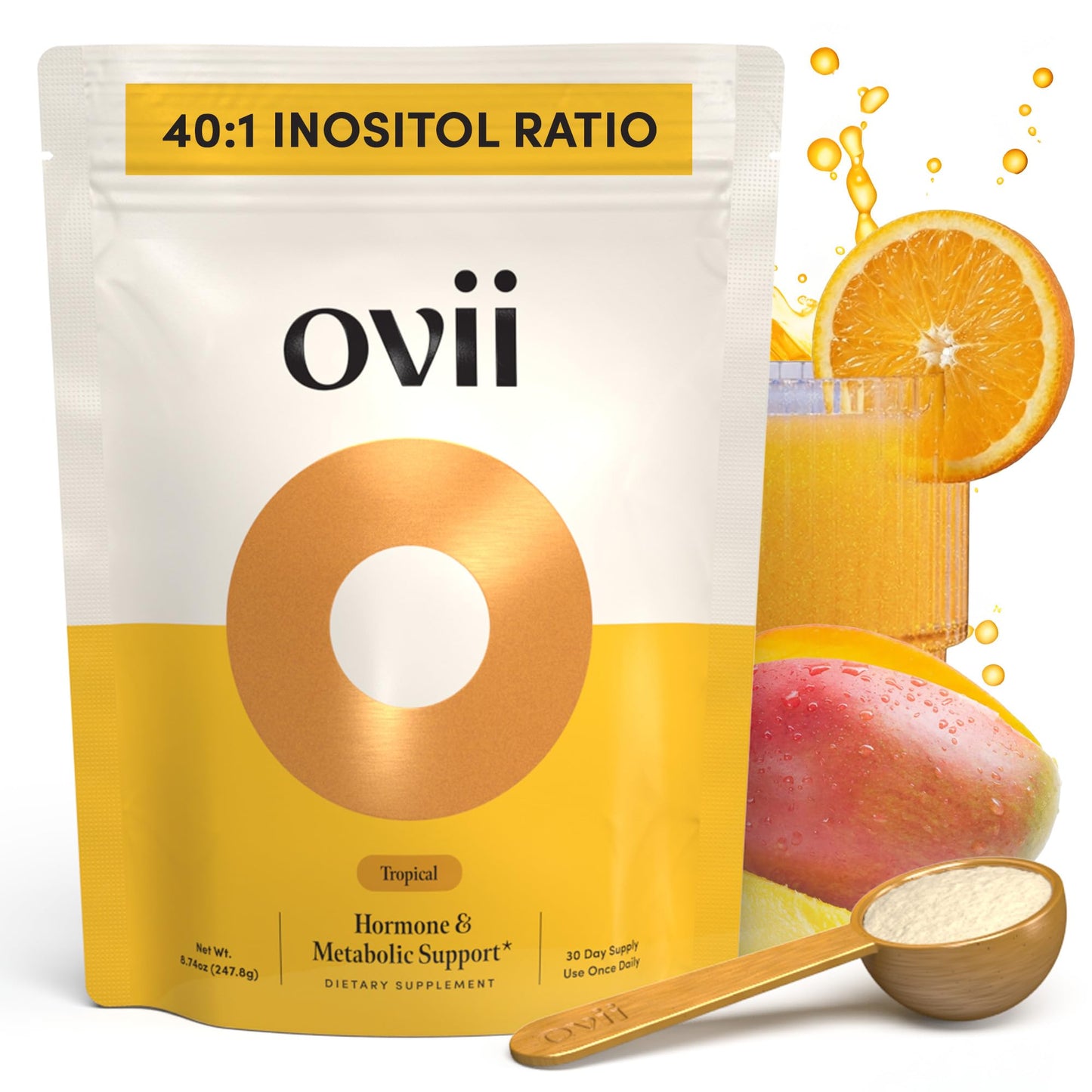 Ovii Metabolic Support for Women – Reducose® White Mulberry with Myo-Inositol & D-Chiro Inositol 40:1 Blend – Hormone Balance, Glucose Support & Appetite Control Supplement – 30 Servings, Tropical OviiBuy Supplements Australia