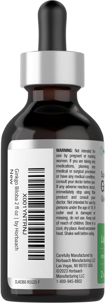 Ginkgo Biloba Extract Liquid 2 fl oz | Alcohol-Free Herb Supplement | Vegetarian HorbäachBuy Supplements Australia