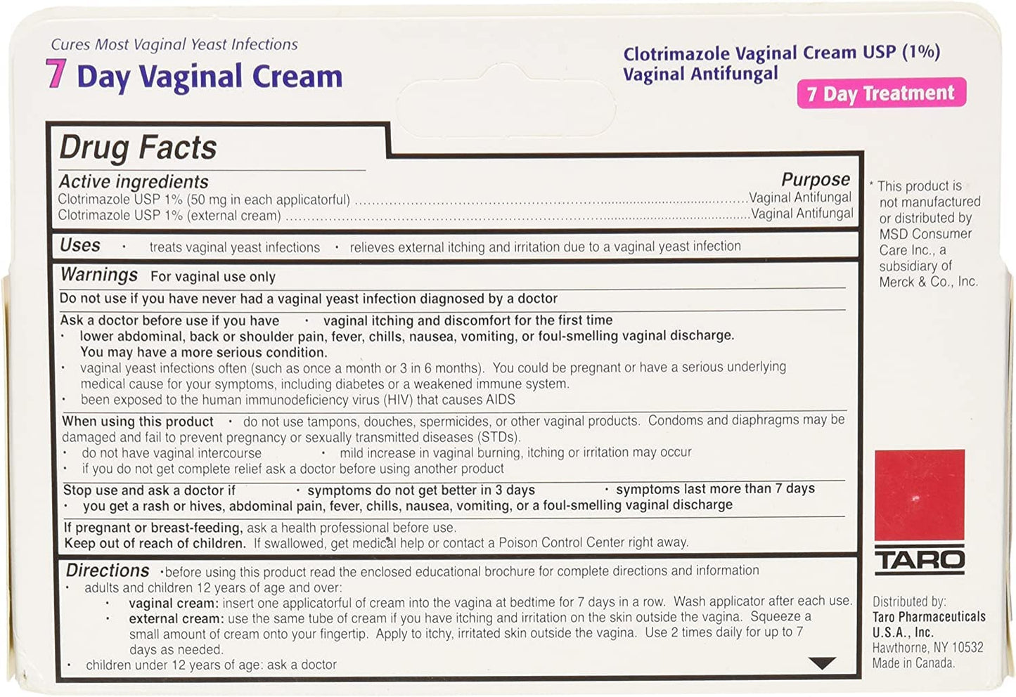 Taro Clotrimazole 7 Vaginal Cream 45 g (Pack of 8) TAROBuy Supplements Australia