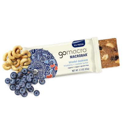 GoMacro Macrobar Organic Vegan Protein Bars - Blueberry + Cashew Butter , 2.3 Ounce GoMacroBuy Supplements Australia