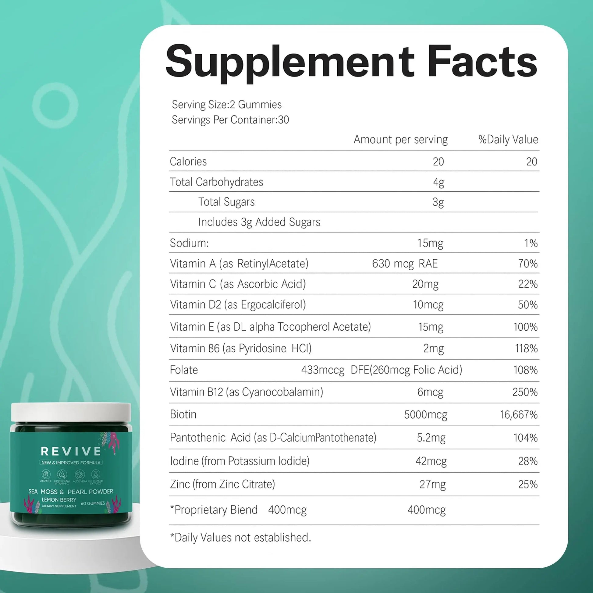 Balmbare Revive Gummies for Hair Loss - Sea Moss Gummies with Vitamin C, Vitamin E, Aloe Vera, Pearl Powder Supports Faster Hair Growth RulinalBuy Supplements Australia