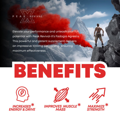 Peak Revival-X Fadogia Agrestis 1000mg Per Serving Supplement - Potent Extract to Increase Energy, Athletic Performance & Muscle Mass - Supplements, Made in The USA (60 Capsules) Peak Revival-XBuy Supplements Australia