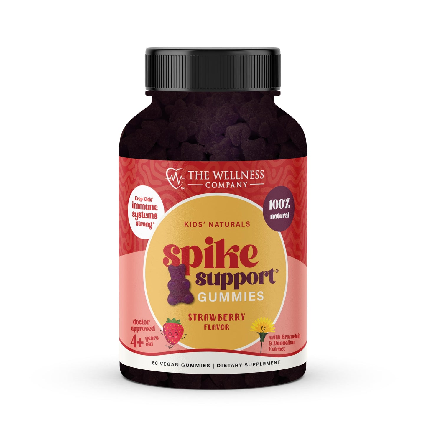 Kids Naturals Spike Support Gummies – Year-Round Wellness with Vitamin C, D & Zinc | 60ct (1 Month Supply) The Wellness CompanyBuy Supplements Australia