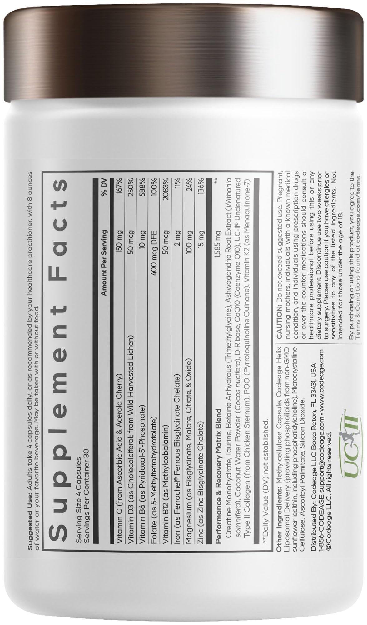 Codeage Athlete Multivitamin Platinum – Sports Supplement with Vitamins & Minerals, Folate, Iron & Magnesium, Creatine, Taurine, Electrolytes, CoQ10, PQQ, UC-II Collagen – Non-GMO – 120 Capsules CodeageBuy Supplements Australia