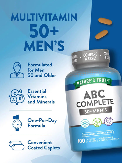 Nature's Truth Men's 50+ Multivitamin | with Vitamins A, C, E, B6 & B12 | 100 Count | Non-GMO & Gluten Free Nature's TruthBuy Supplements Australia