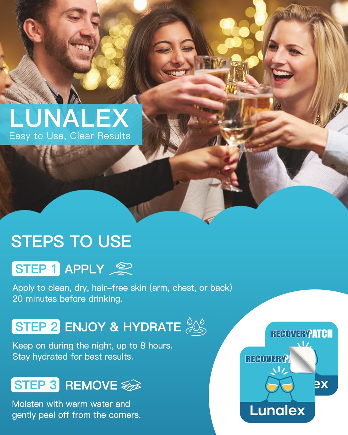 Lunalex Recovery Patch 48 Pack - Wake Up Refreshed & Balanced After Celebration - Plant-Based Formula for Morning Wellness - Bachelorette & Wedding Party Favors - 2 Patches per Sachet, Waterproof LunalexBuy Supplements Australia