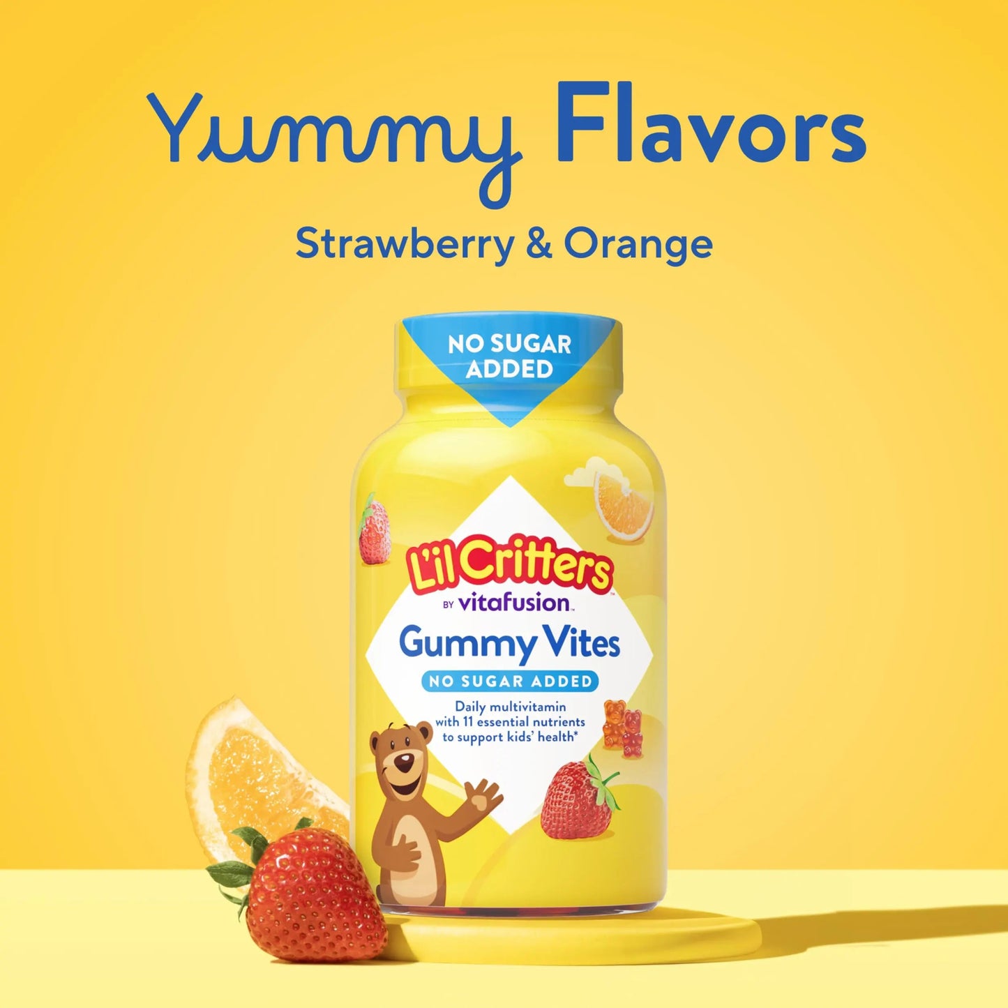 L’il Critters Gummy Vites No Sugar Added Daily Gummy Multivitamin for Ages 2+ Toddlers & Kids, Vitamin C, D3 for Immune Lil Critters