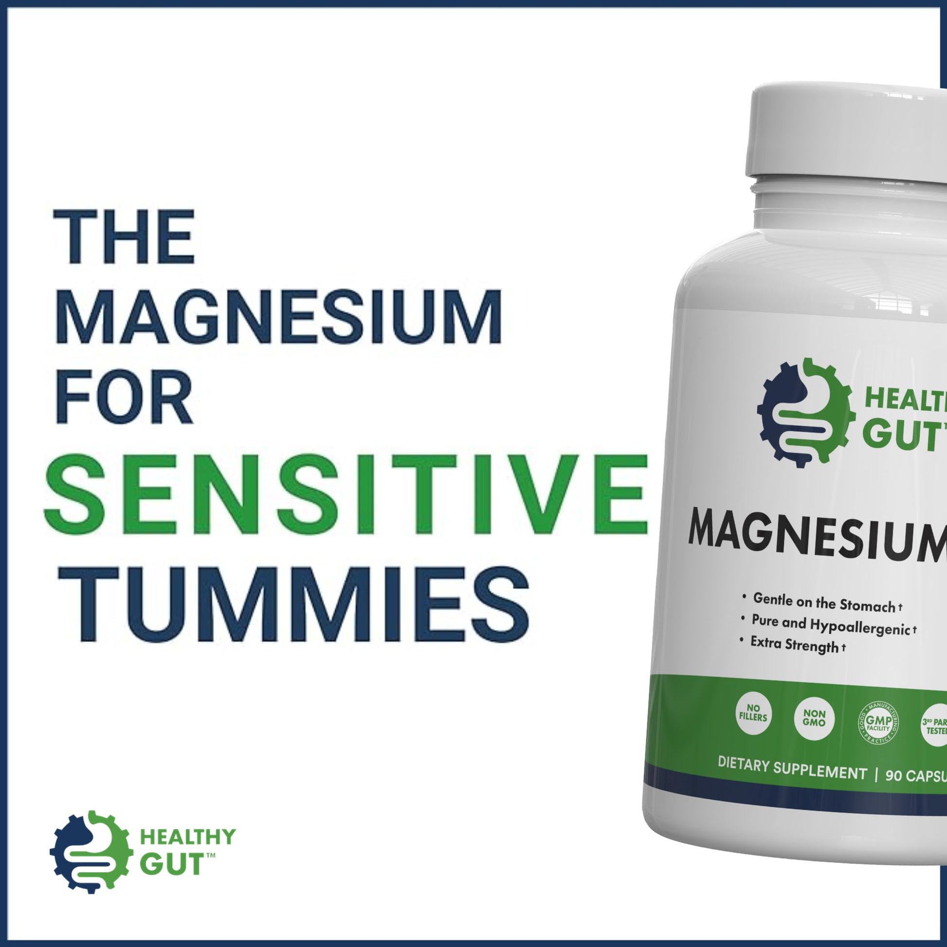 Healthy Gut Magnesium-HP | Ultra Pure Magnesium Glycinate Capsules with Zero Fillers | 180 mg Magnesium Glycinate | 90 Servings Healthy GutBuy Supplements Australia