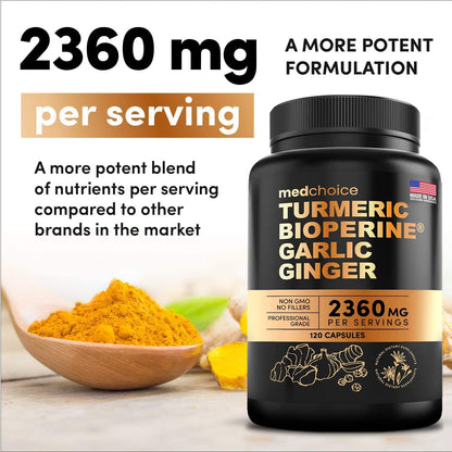 4-in-1 Supplement with Turmeric, Garlic, Ginger Root, and Black Pepper - 120 Capsules MEDCHOICEBuy Supplements Australia
