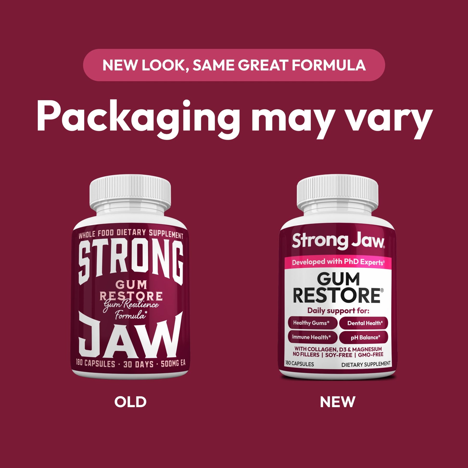 Strong Jaw Gum Restore - Gum Repair for Receding Gums | Teeth Magnesium Supplements, Oral Care, Remineralizing Dental Health Vitamins for Adults | 1 Month Supply, 180 Capsules, Made in USA Strong JawBuy Supplements Australia