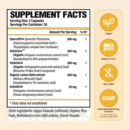 CHOQ Armor - Vegan Capsules - Professional-Grade Immune Defense - 20x Absorption Quercetin Phytosome - Andrographis - Astragalus - Supports Healthy Histamine Levels CHOQBuy Supplements Australia