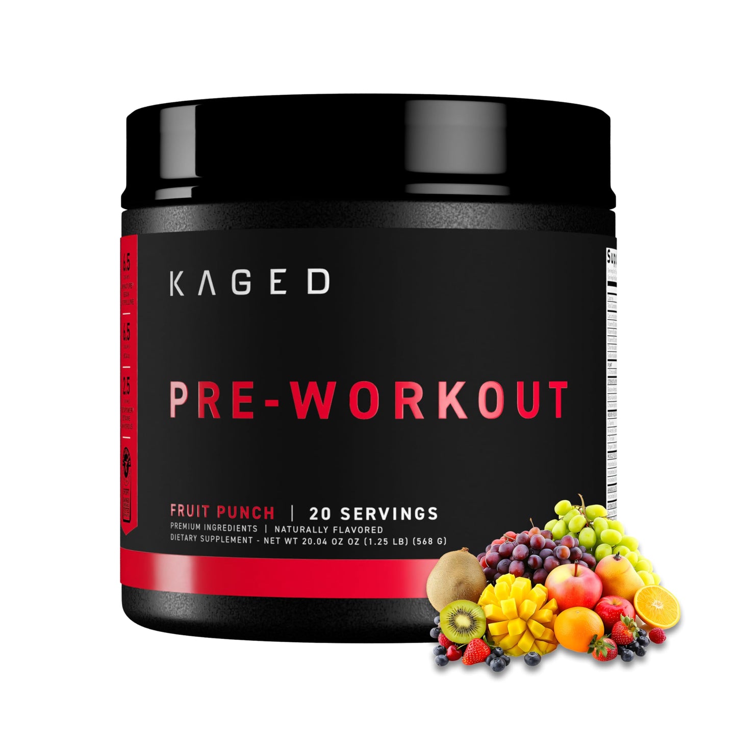 Kaged Stimulant Free Pre Workout Powder | Fruit Punch | Pre-Kaged | Formulated with Creatine, Beta Alanine | No Jitters | 20 Servings