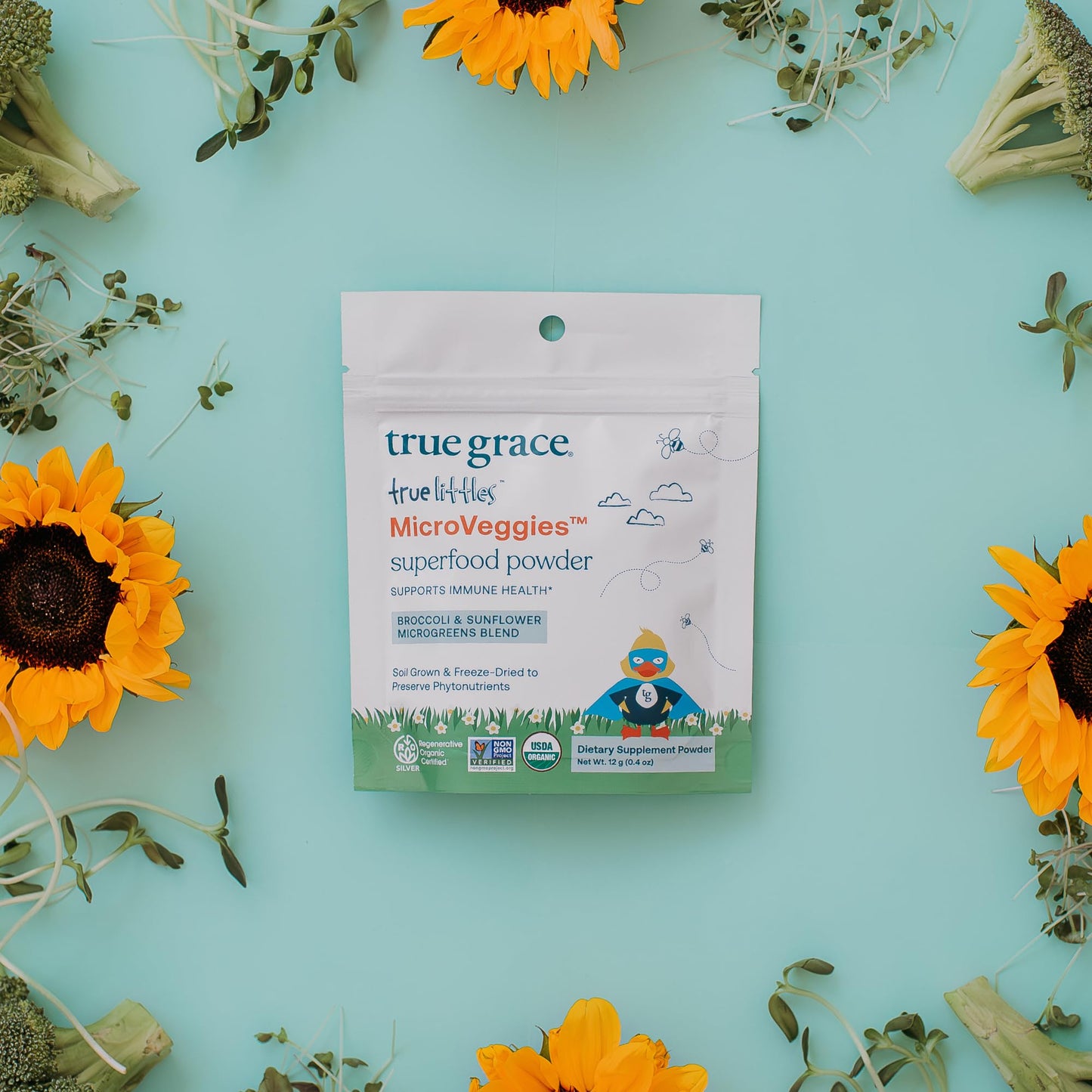True Grace True Littles MicroVeggies - 0.4 oz - Kids Daily Superfood Powder for Immune Health - Gluten & Soy Free, Vegan, Regenerative Organic Certified - 30 Servings True GraceBuy Supplements Australia