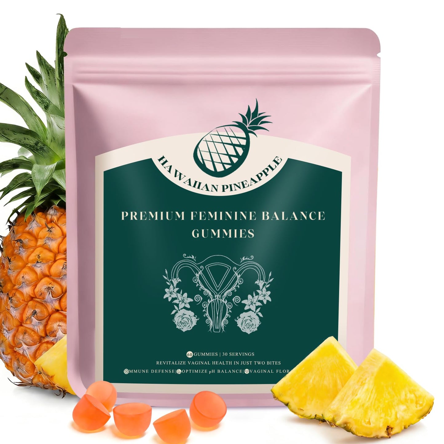 KLKIT Premium Feminine Balance Gummies, Pineapple Vaginal Probiotics for Women, pH Balance Feminine Gummies for Immune Support, Vegan & Gluten Free, 60 Count (30 Servings) KLKITBuy Supplements Australia