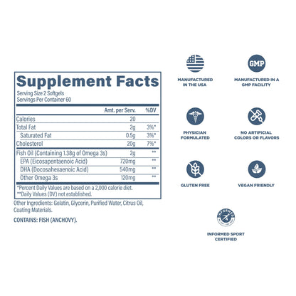Revive MD Omega 3 Fish Oil Supplements for Men & Women – Softgels with EPA & DHA Fatty Acids for Healthy Skin & Joints, Heart & Brain Support – Vegan-Friendly, Gluten-Free (120 Softgels) ReviveBuy Supplements Australia