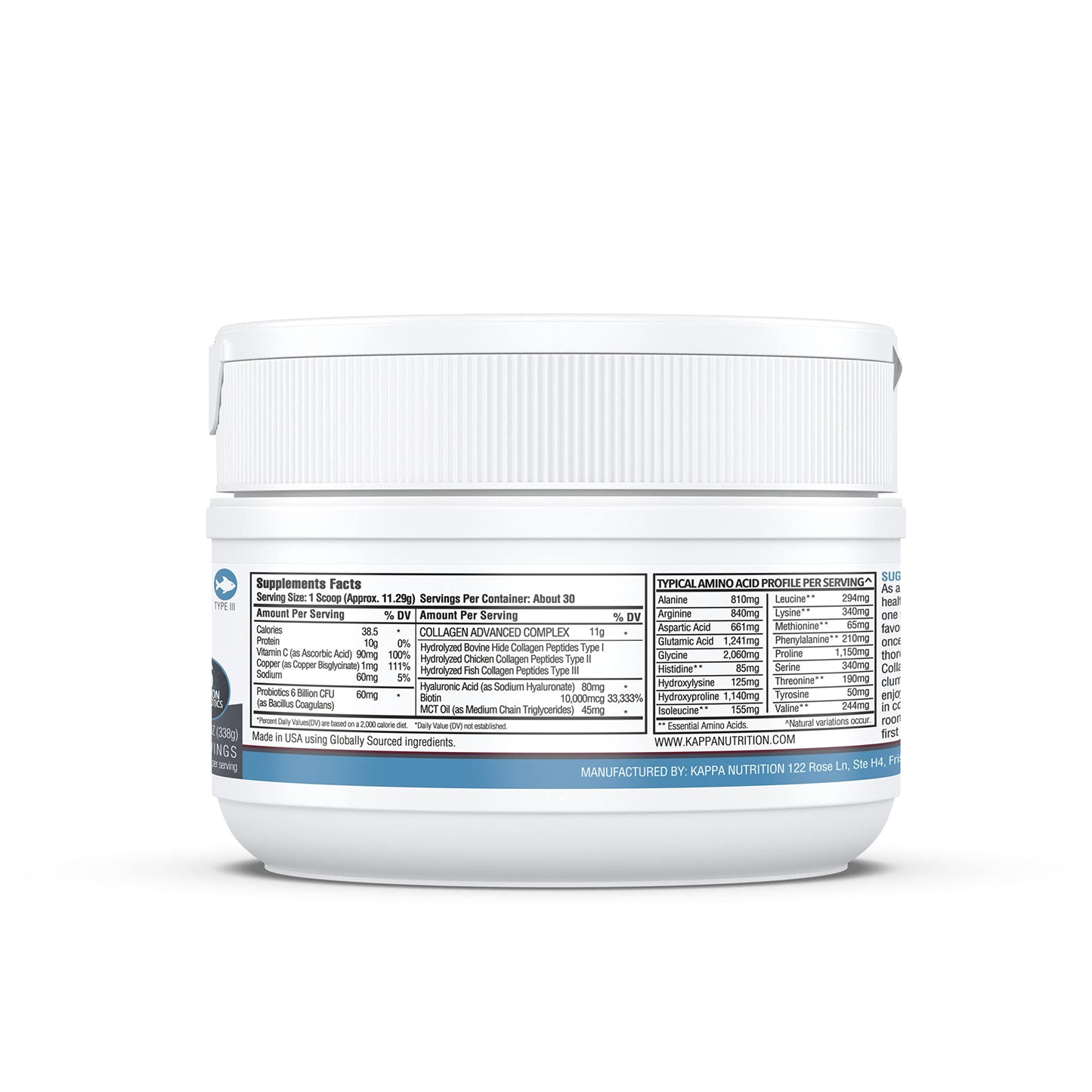 KAPPA NUTRITION Collagen Type I, II, III, 6 Billion Probiotic Acid Resistance, Hyaluronic Acid, Vitamin C, Biotin, Copper and MCT Oil, Beautiful Hair, Nails, & Skin, Collagen Peptides 9 in 1 (11.9oz) KAPPA NUTRITIONBuy Supplements Australia