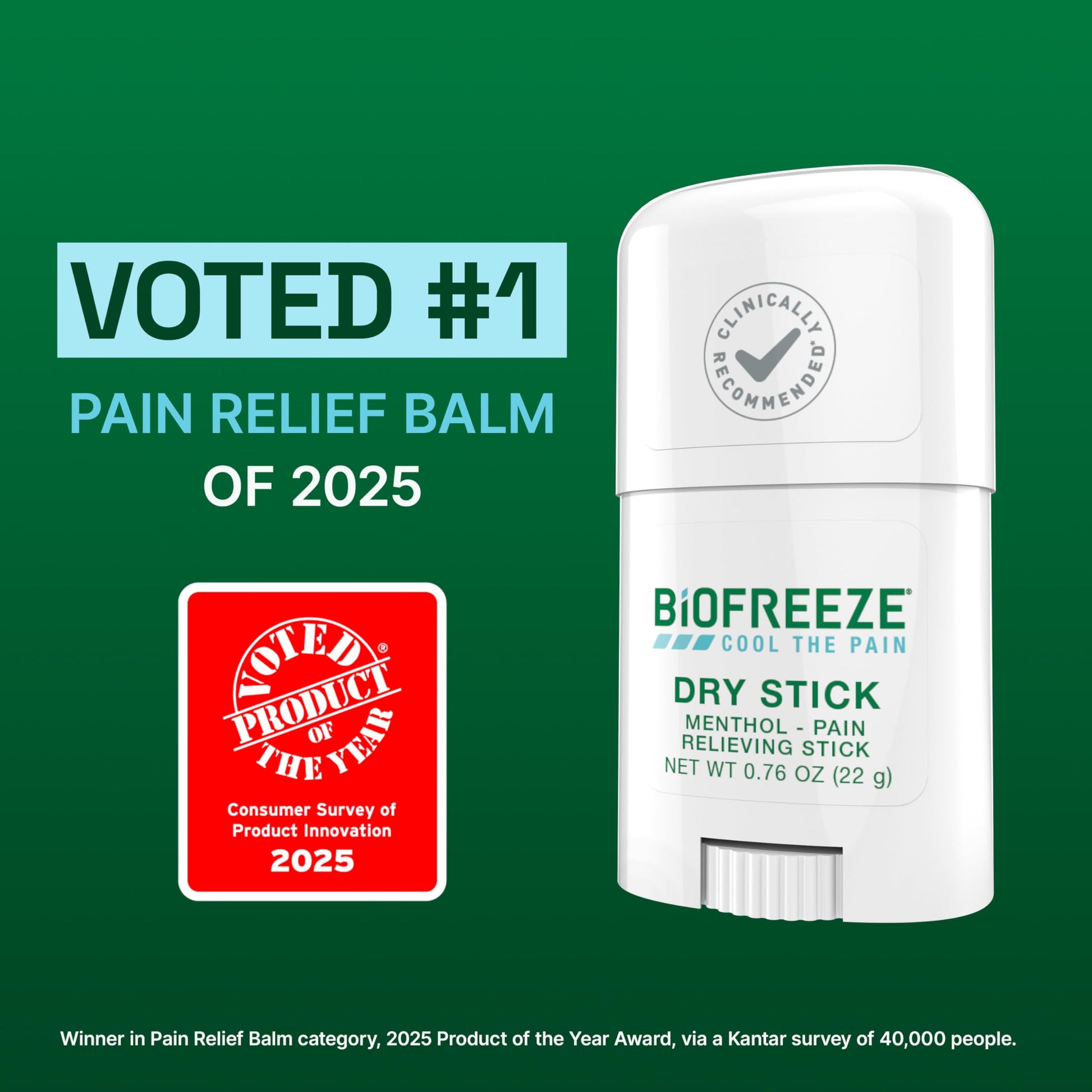 Biofreeze Dry Stick, Mess-Free Relief for Neck, Shoulder, Knee, Hip, Hand & Joint, Cooling Menthol Pain Relief Stick, Up to 100 Uses BiofreezeBuy Supplements Australia