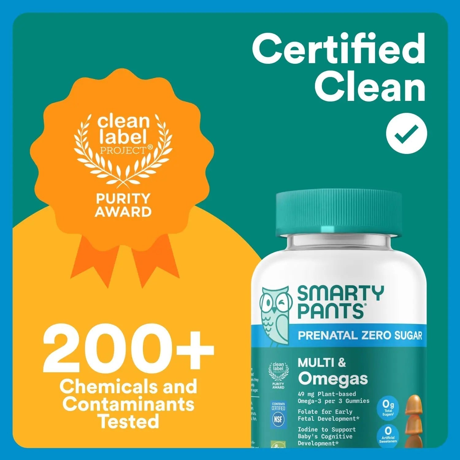 SmartyPants Zero Sugar Prenatal Multivitamin Gummies: Choline, Methylfolate, Omega 3 (ALA), Vitamin D3, C, Vitamin B12, B6, A, K, Zinc, Biotin SmartyPants