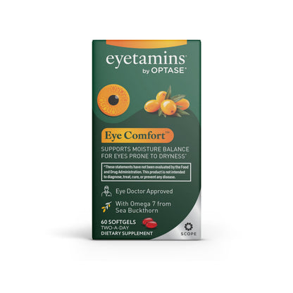 eyetamins® by OPTASE® Eye Comfort™ - 60 Softgels - Eye Doctor Recommended - an Omega-Based Eye Supplement formulated to Support Moisture Balance and Eye Comfort from Within. Plant Based Soft gels. eyetaminsBuy Supplements Australia