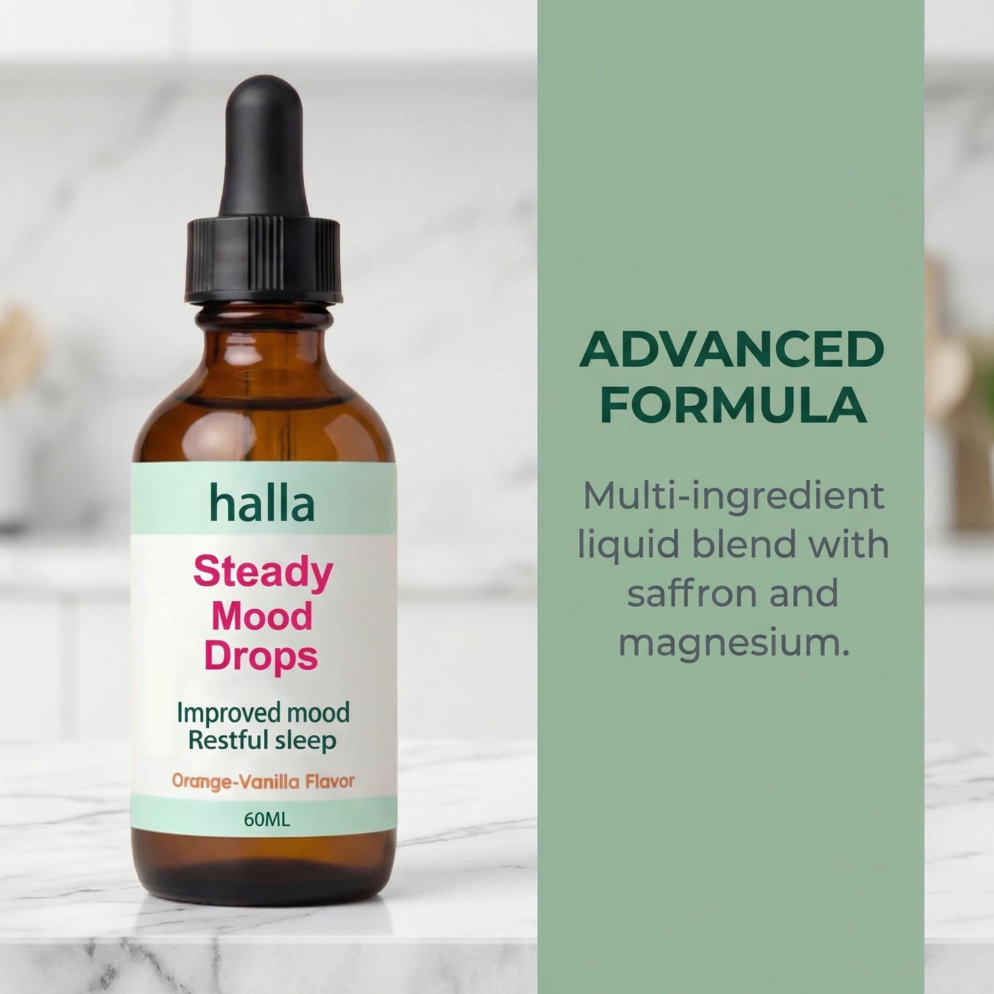 Halla Steady Mood Drops, with Saffron Extract – Fast Absorption Cognitive & Emotional Balance Supplement – Advanced Brain Nutrient Blend – Orange Vanilla Flavor, 2 fl oz DFTLUUEBuy Supplements Australia