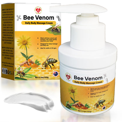 PPT.MHC Bee Venom Massage Cream with Pump - Soothing Muscle Rub with Turmeric, Arnica & MSM - Premium Bee Venom Lotion for Back, Legs & Feet - Everyday Non-Greasy 3.5oz Cream PPT.MHCBuy Supplements Australia
